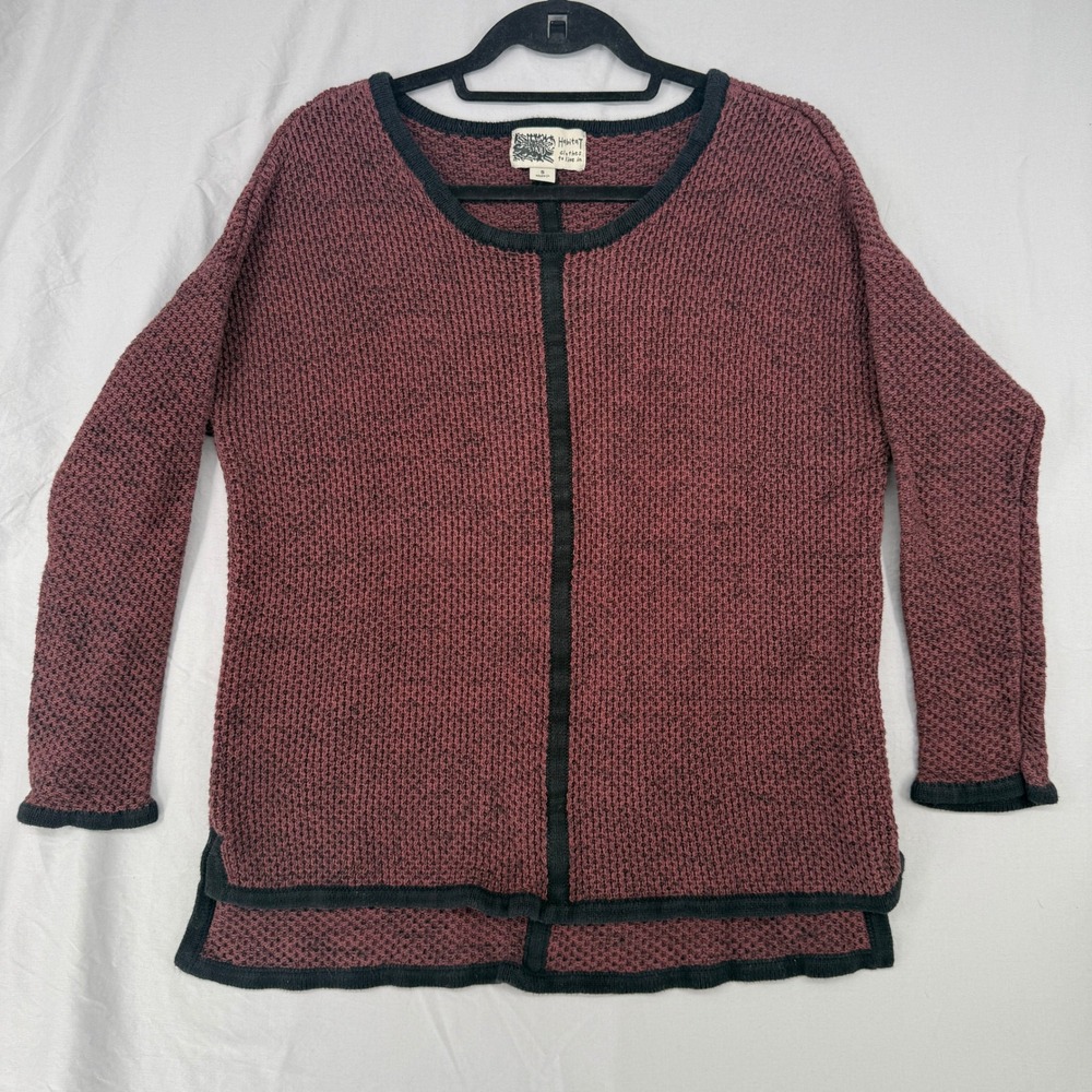 Habitat Clothes To Live In Burgundy Waffle Knit Cotton Sweater Small Scoop Neck